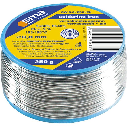 Cositor cu sacaz SMA SW 0,8/250, 0.8mm, 250g Cositor cu sacaz SMA SW 0,8/250, 0.8mm, 250g