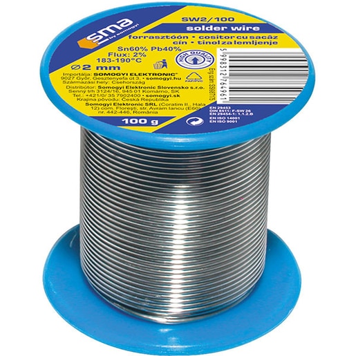 Cositor cu sacaz SW 2/100, 2mm, 100g Cositor cu sacaz SW 2/100, 2mm, 100g