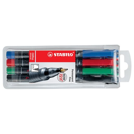 Marker permanent STABILO Universal OHP 842, 0.7 mm, 4 bucati (negru, rosu, albastru, verde) Marker permanent STABILO Universal OHP 842, 0.7 mm, 4 bucati (negru, rosu, albastru, verde)