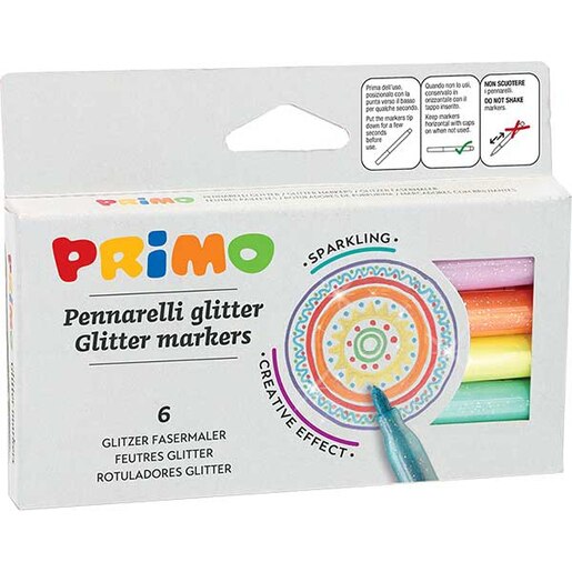 Set marker cu sclipici PRIMO, 6 culori Set marker cu sclipici PRIMO, 6 culori