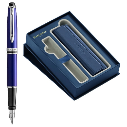 Set stilou si etui WATERMAN Expert Deluxe, albastru Set stilou si etui WATERMAN Expert Deluxe, albastru