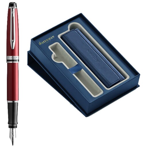 Set stilou si etui WATERMAN Expert Deluxe, rosu-albastru Set stilou si etui WATERMAN Expert Deluxe, rosu-albastru
