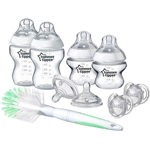Set nou-nascut TOMMEE TIPPEE: 2 biberoane 150 ml + 2 biberoane 260 ml + 2 suzete + perie, 0 luni +, 260ml, transparent Set nou-nascut TOMMEE TIPPEE: 2 biberoane 150 ml + 2 biberoane 260 ml + 2 suzete + perie, 0 luni +, 260ml, transparent