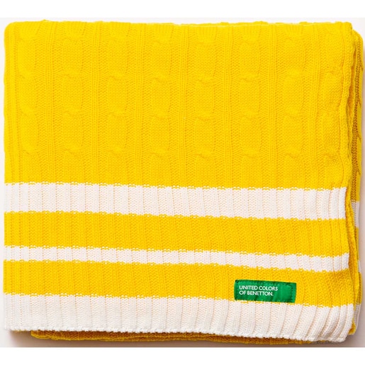 Patura BENETTON Rainbow1, 140 x 190 cm, acril, galben-alb Patura BENETTON Rainbow1, 140 x 190 cm, acril, galben-alb