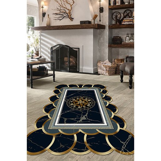 Covor living / dormitor Queen, 160 x 230 cm, poliester, auriu-gri-negru Covor living / dormitor Queen, 160 x 230 cm, poliester, auriu-gri-negru