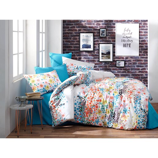 Lenjerie de pat Flowers, 1 persoana, 100% bumbac, 160 x 220, 2 piese Lenjerie de pat Flowers, 1 persoana, 100% bumbac, 160 x 220, 2 piese