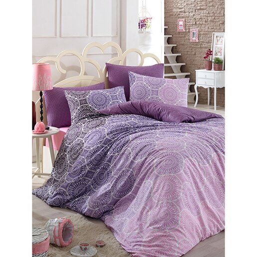 Lenjerie de pat Violet, 1 persoana, 100% bumbac, 160 x 220, 3 piese Lenjerie de pat Violet, 1 persoana, 100% bumbac, 160 x 220, 3 piese