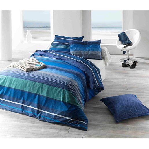 Lenjerie de pat Blue Stripes, 1 persoana, 100% bumbac, 160 x 220, 3 piese Lenjerie de pat Blue Stripes, 1 persoana, 100% bumbac, 160 x 220, 3 piese