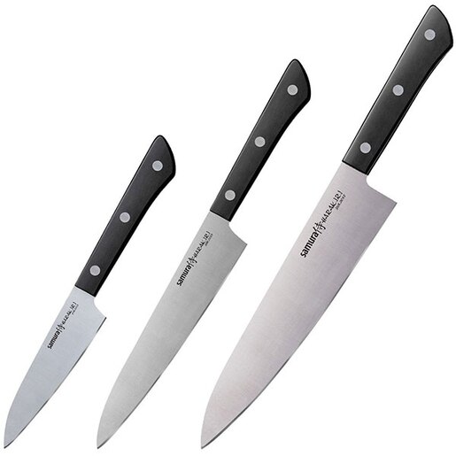 Set cutite SAMURA Harakiri SHR-0220B, 3 piese, 9.9 - 20.8cm, otel, negru Set cutite SAMURA Harakiri SHR-0220B, 3 piese, 9.9 - 20.8cm, otel, negru