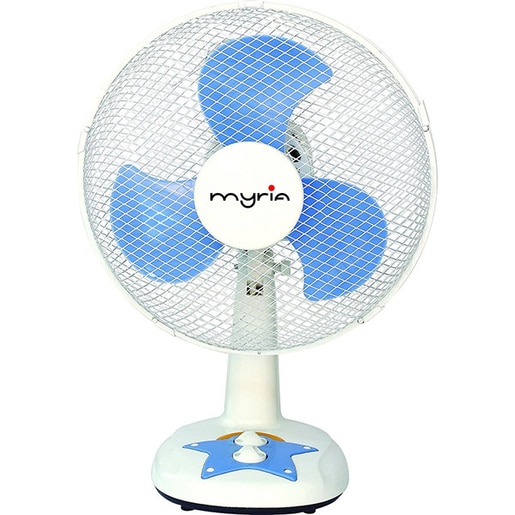 Ventilator de birou MYRIA MY4201, 3 trepte de viteza, 30cm, 35W, alb-bleu Ventilator de birou MYRIA MY4201, 3 trepte de viteza, 30cm, 35W, alb-bleu