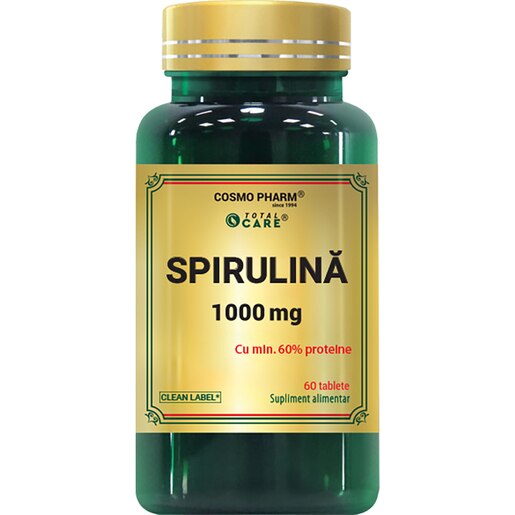 Supliment Spirulina 1000 mg, 60 comprimate, COSMO PHARM Supliment Spirulina 1000 mg, 60 comprimate, COSMO PHARM