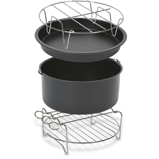 Set accesorii friteuza cu aer cald TEFAL XA112010, 4 buc, negru-argintiu Set accesorii friteuza cu aer cald TEFAL XA112010, 4 buc, negru-argintiu