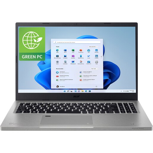 Laptop ACER Aspire Vero AV15-52-50MA, Intel Core i5-1235U pana la 4.4GHz, 15.6" Full HD, 8GB, SSD 512GB, Intel Iris Xe, Windows 11 Home, Iron Laptop ACER Aspire Vero AV15-52-50MA, Intel Core i5-1235U pana la 4.4GHz, 15.6" Full HD, 8GB, SSD 512GB, Intel Iris Xe, Windows 11 Home, Iron