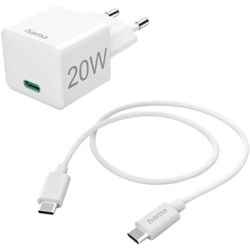 Incarcator retea HAMA 201675, 1xUSB-C, Power Delivery (PD), 20W, Cablu USB-C, alb Incarcator retea HAMA 201675, 1xUSB-C, Power Delivery (PD), 20W, Cablu USB-C, alb