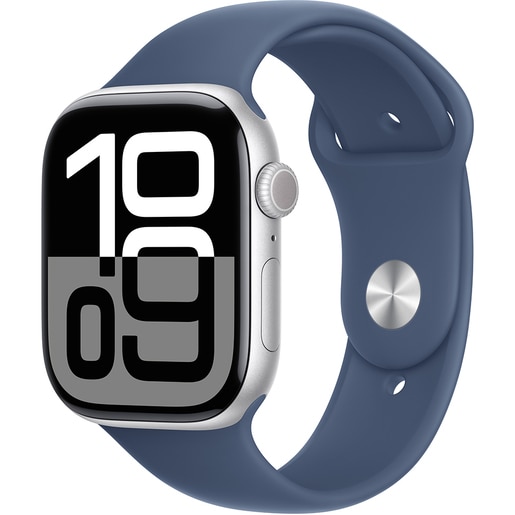 APPLE Watch 10, GPS, 46mm Silver Aluminium Case, Denim Sport Band - M/L APPLE Watch 10, GPS, 46mm Silver Aluminium Case, Denim Sport Band - M/L