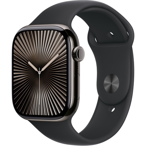 APPLE Watch 10, GPS + Cellular, 46mm, Slate Titan Case, Black Sport Band - S/M APPLE Watch 10, GPS + Cellular, 46mm, Slate Titan Case, Black Sport Band - S/M