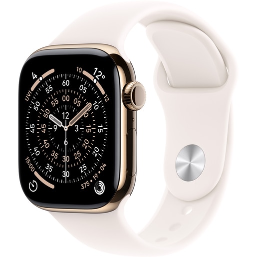 Apple Watch 11, GPS + Cellular, 42 mm, Gold Titanium Case, Light Blush Sport Band - S/M Apple Watch 11, GPS + Cellular, 42 mm, Gold Titanium Case, Light Blush Sport Band - S/M