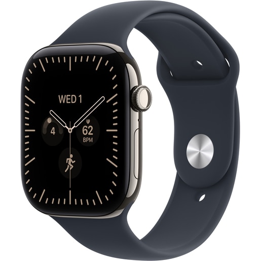 Apple Watch Series 12, GPS + Cellular, 46mm, Natural Titanium Case, Navy Blue Sport Band - S/M Apple Watch Series 12, GPS + Cellular, 46mm, Natural Titanium Case, Navy Blue Sport Band - S/M