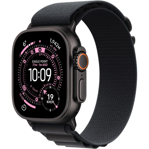 Apple Watch Ultra 3, GPS + Cellular, 49mm, Black Titanium Case, Black Alpine Loop - Large Apple Watch Ultra 3, GPS + Cellular, 49mm, Black Titanium Case, Black Alpine Loop - Large
