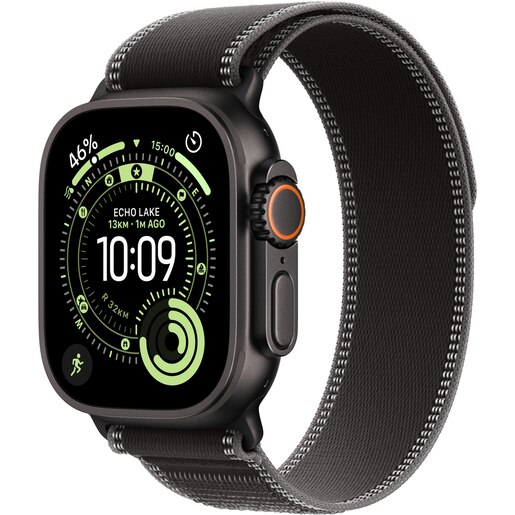 Apple Watch Ultra 3, GPS + Cellular, 49mm, Black Titanium Case, Black/Charcoal Trail Loop - S/M Apple Watch Ultra 3, GPS + Cellular, 49mm, Black Titanium Case, Black/Charcoal Trail Loop - S/M