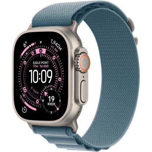 Apple Watch Ultra 3, GPS + Cellular, 49mm, Natural Titanium Case, Light Blue Alpine Loop - Small Apple Watch Ultra 3, GPS + Cellular, 49mm, Natural Titanium Case, Light Blue Alpine Loop - Small