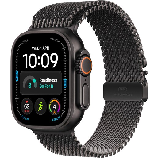 Apple Watch Ultra 4, GPS + Cellular, 49mm, Black Titanium Case, Black Titanium Milanese Loop - S Apple Watch Ultra 4, GPS + Cellular, 49mm, Black Titanium Case, Black Titanium Milanese Loop - S