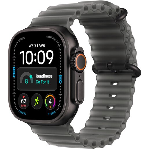 Apple Watch Ultra 4, GPS + Cellular, 49mm, Black Titanium Case, Translucent Black Ocean Band Apple Watch Ultra 4, GPS + Cellular, 49mm, Black Titanium Case, Translucent Black Ocean Band