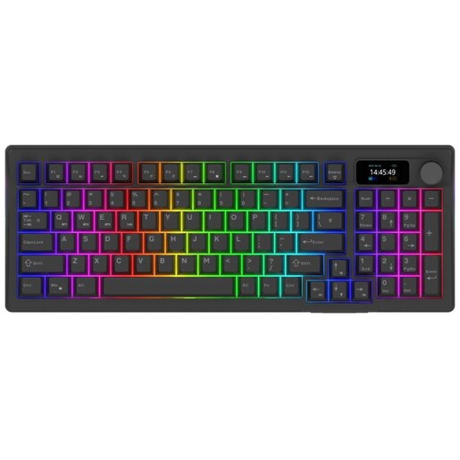 Tastatura Gaming Wireless mecanica AQIRYS Atria, Bluetooth, USB, Layout US, negru Tastatura Gaming Wireless mecanica AQIRYS Atria, Bluetooth, USB, Layout US, negru