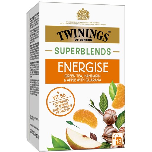 Ceai verde TWININGS Superblends Energise, 18 plicuri, 36g Ceai verde TWININGS Superblends Energise, 18 plicuri, 36g