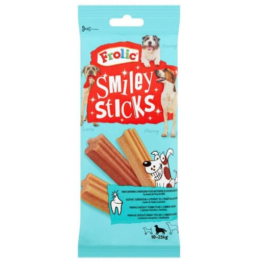 Recompense pentru caini FROLIC Smiley Sticks, Pui si vita, 10 x 175 g Recompense pentru caini FROLIC Smiley Sticks, Pui si vita, 10 x 175 g