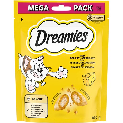 Recompense pentru pisici DREAMIES, Branza, 4 x 180 g Recompense pentru pisici DREAMIES, Branza, 4 x 180 g