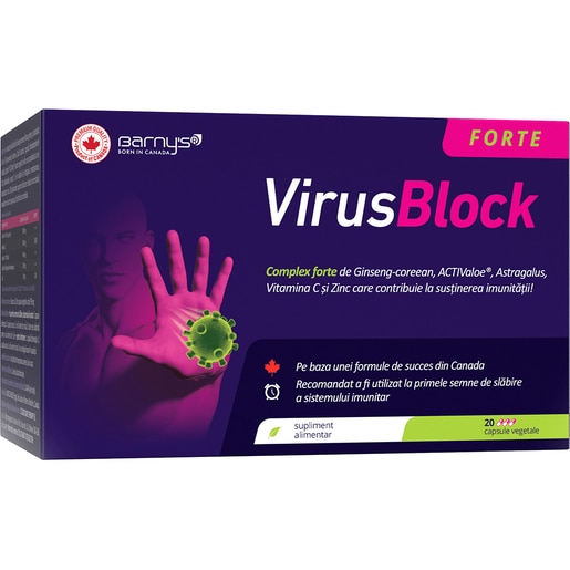 Supliment alimentar VirusBlock Forte Barnys, 20 capsule vegetale, GOOD DAYS THERAPY Supliment alimentar VirusBlock Forte Barnys, 20 capsule vegetale, GOOD DAYS THERAPY