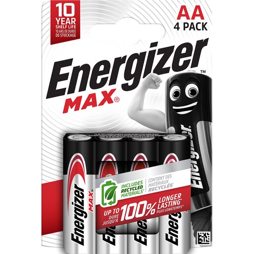 Baterii alcaline ENERGIZER AA, 1.5V, 4 bucati Baterii alcaline ENERGIZER AA, 1.5V, 4 bucati