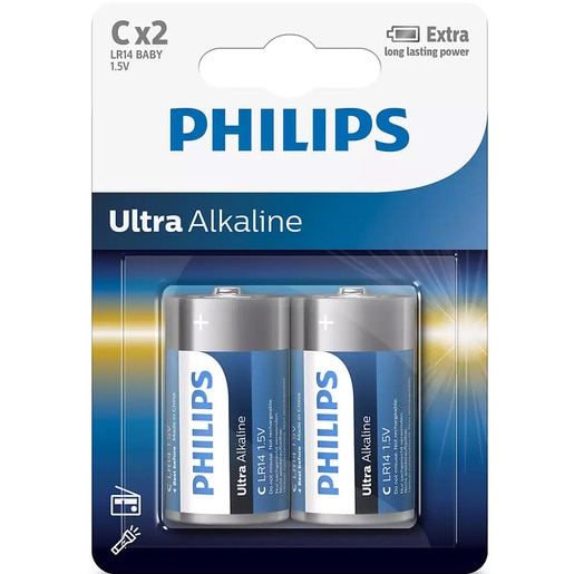 Baterie alcalina PHILIPS LR14, C, 2 bucati Baterie alcalina PHILIPS LR14, C, 2 bucati