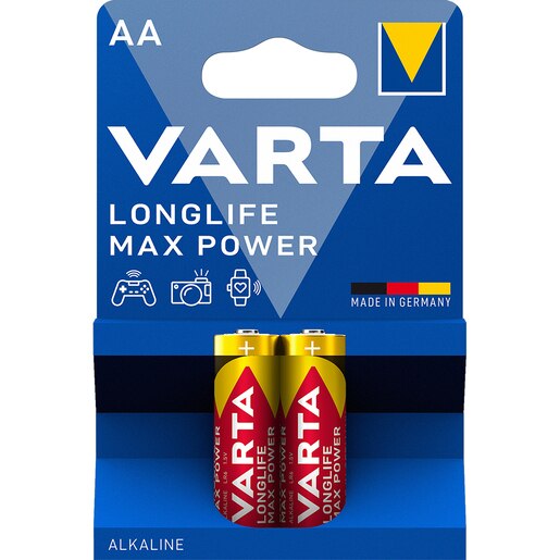 Baterii alcaline AA VARTA Longlife Max Power, 2 bucati Baterii alcaline AA VARTA Longlife Max Power, 2 bucati