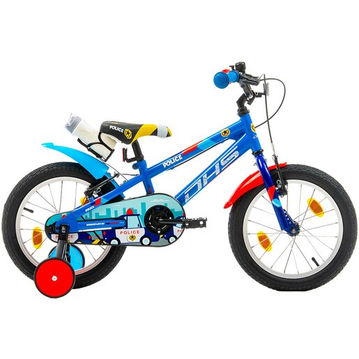 Bicicleta copii DHS Police, roata 14", frana V-brake, albastru Bicicleta copii DHS Police, roata 14", frana V-brake, albastru