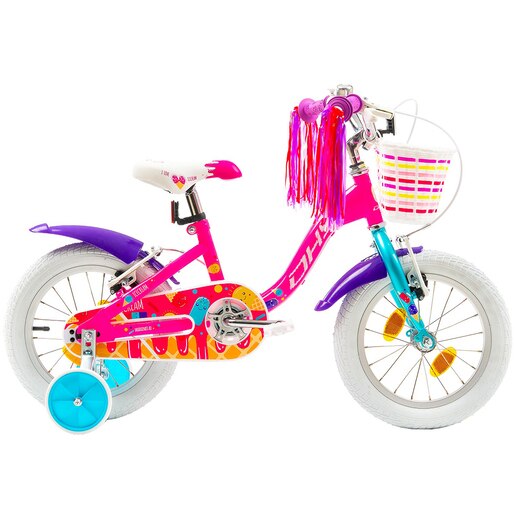 Bicicleta copii DHS Icecream, roata 14", frana V-brake, roz Bicicleta copii DHS Icecream, roata 14", frana V-brake, roz
