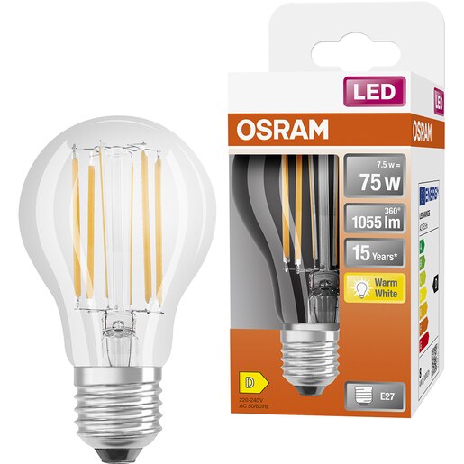Bec LED OSRAM filament, E27, 7.5W, 1055lm, lumina calda Bec LED OSRAM filament, E27, 7.5W, 1055lm, lumina calda
