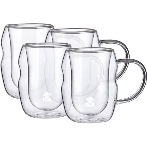 Set cani MASTERPRO BGMP-20209, 4 piese, sticla, transparent Set cani MASTERPRO BGMP-20209, 4 piese, sticla, transparent