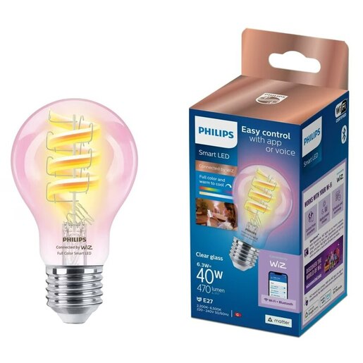 Bec LED PHILIPS SMART, E27, 6.3W, 470 lm, Wi-Fi, lumina variabila, compatibil Alexa, Google Assistant Bec LED PHILIPS SMART, E27, 6.3W, 470 lm, Wi-Fi, lumina variabila, compatibil Alexa, Google Assistant