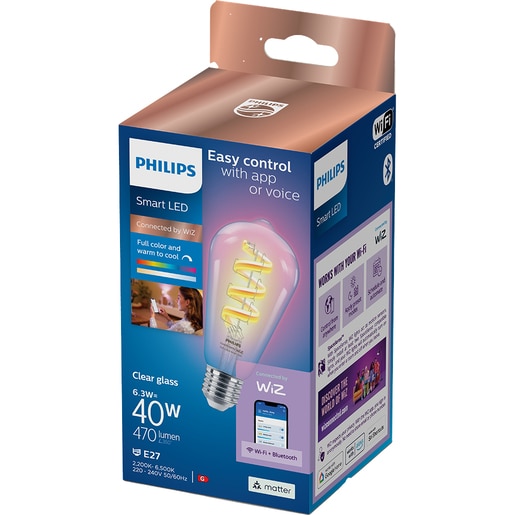 Bec LED PHILIPS SMART, E27, 6.3W, 470 lm, Wi-Fi, lumina variabila, compatibil Alexa, Google Assistant Bec LED PHILIPS SMART, E27, 6.3W, 470 lm, Wi-Fi, lumina variabila, compatibil Alexa, Google Assistant