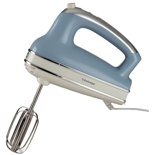 Mixer de mana ARIETE Vintage C154805AR0, 450W, 5 trepte viteza, albastru-alb Mixer de mana ARIETE Vintage C154805AR0, 450W, 5 trepte viteza, albastru-alb