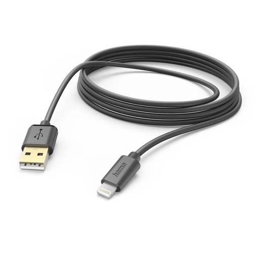 Cablu date HAMA 201582, USB-A - Lightning, 3m, negru Cablu date HAMA 201582, USB-A - Lightning, 3m, negru