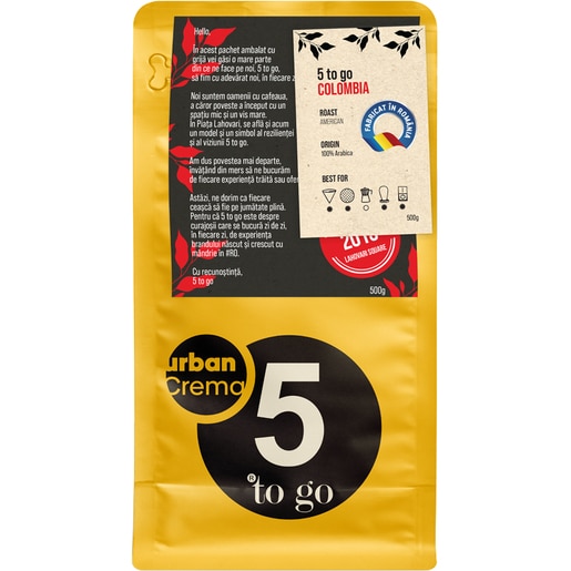 Cafea boabe 5 TO GO Columbia, 500g Cafea boabe 5 TO GO Columbia, 500g
