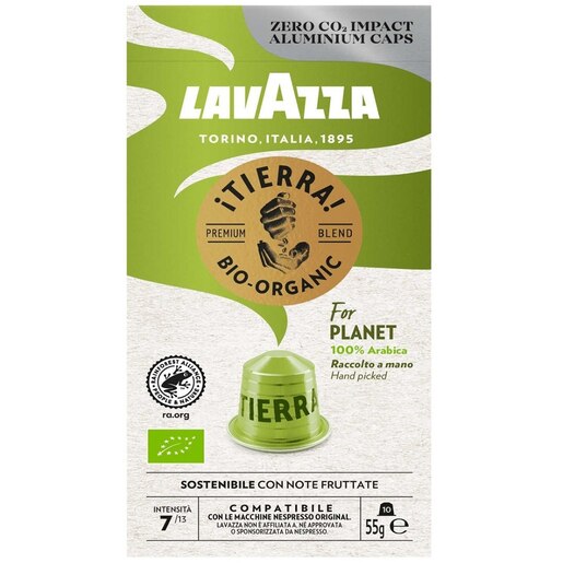Capsule cafea LAVAZZA Tierra Bio For Planet, compatibile Nespresso, 10 capsule, 57g Capsule cafea LAVAZZA Tierra Bio For Planet, compatibile Nespresso, 10 capsule, 57g