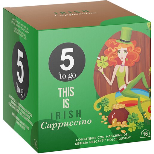 Capsule cafea 5 TO GO Irish Cappuccino, compatibile Dolce Gusto, 16 capsule, 208g Capsule cafea 5 TO GO Irish Cappuccino, compatibile Dolce Gusto, 16 capsule, 208g