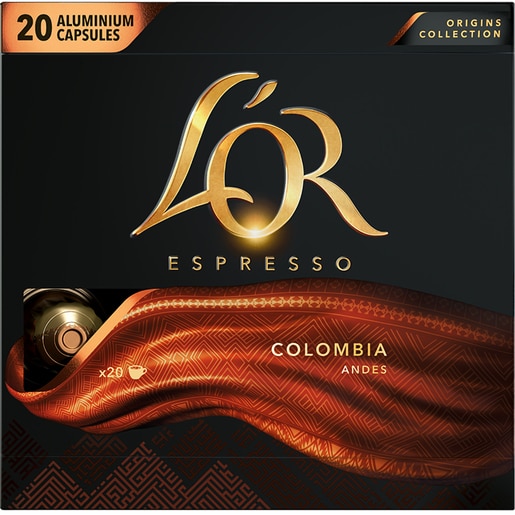 Capsule cafea L'OR Espresso Colombia, compatibile Nespresso, 20 capsule, 104g Capsule cafea L'OR Espresso Colombia, compatibile Nespresso, 20 capsule, 104g