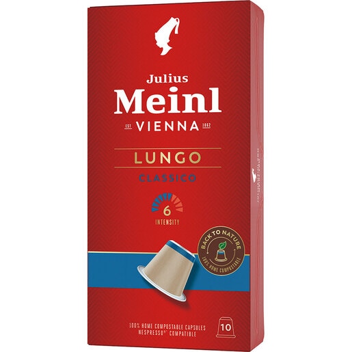 Capsule cafea JULIUS MEINL Lungo Classico, compatibile Nespresso, 10 capsule, 56g Capsule cafea JULIUS MEINL Lungo Classico, compatibile Nespresso, 10 capsule, 56g