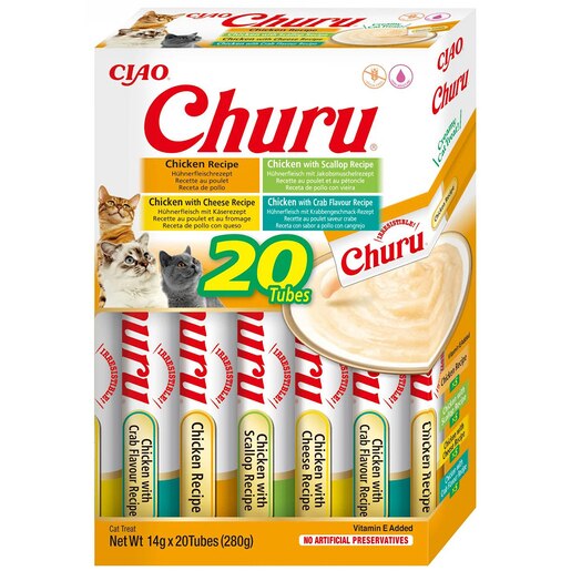 Recompense pentru pisici INABA Churu, Pui, 20 x 14g Recompense pentru pisici INABA Churu, Pui, 20 x 14g