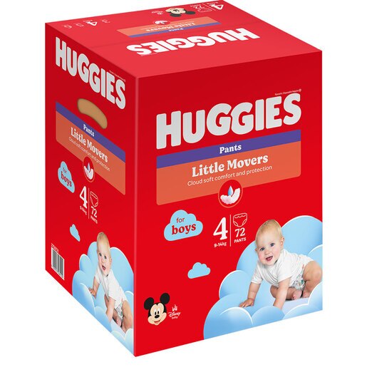 Scutece chilotel HUGGIES Little Movers nr 4, Baieti, 9-14 kg, 72 buc Scutece chilotel HUGGIES Little Movers nr 4, Baieti, 9-14 kg, 72 buc